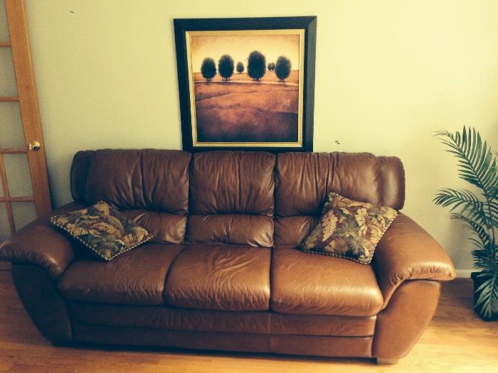 Brown leather couch