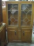 Art Deco Leaded Glass Bookcase Display
