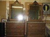 Pair of Fruitwood Marble Top Dressers