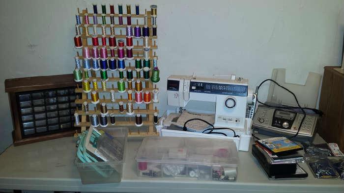 Singer Sewing Machine and Thread Holder