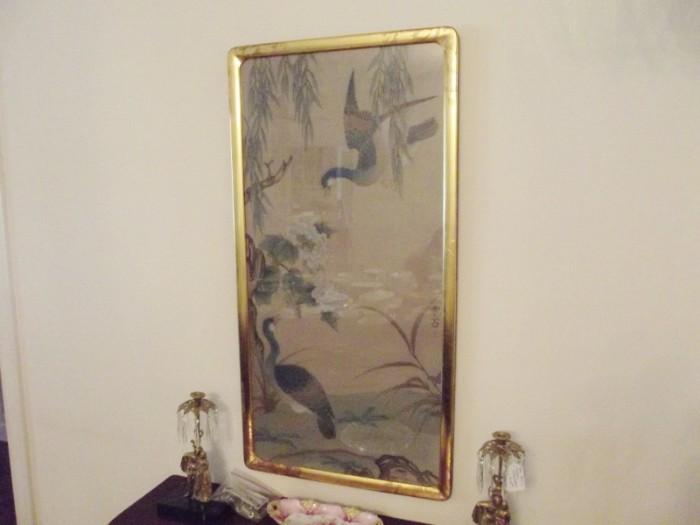 Antique Tempera by Wong "Ducks by The Willow"