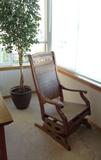 Antique Eastlake platform rocker + one of 2 large ficus trees