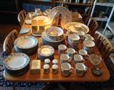 Large set of Mikasa Intaglio "Garden Harvest" dishes - service for 8 + many extras incl. placemats, napkin holder & coasters