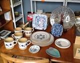 Nicholas Mosse Pottery plates & mugs w/ pansies (Ireland), Royal Winton Grimwades plate w/ butterflies & more