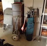 Golf clubs & Rubbermaid storage shed