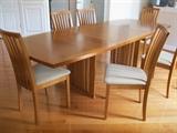 House of Denmark table with self storing leaves and 6 chairs - $350