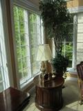 LARGE TREE AND END TABLES  MISC LAMPS