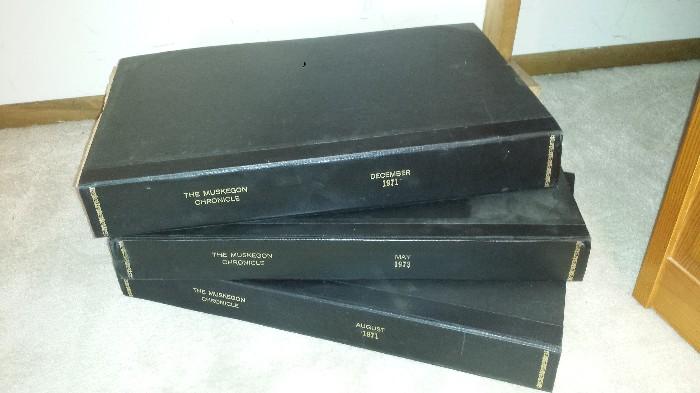 Newspaper archive books, size approx 18" x24"