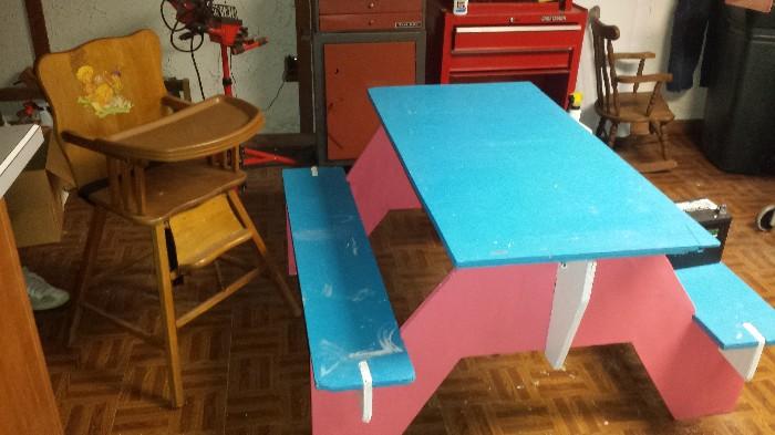 Child size table and high chair
