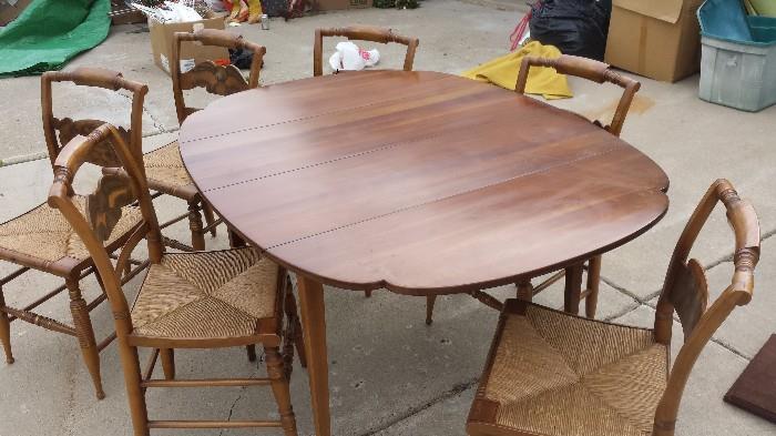 Drop Leaf, Hitchcock table, comes with six chairs and two leaves 