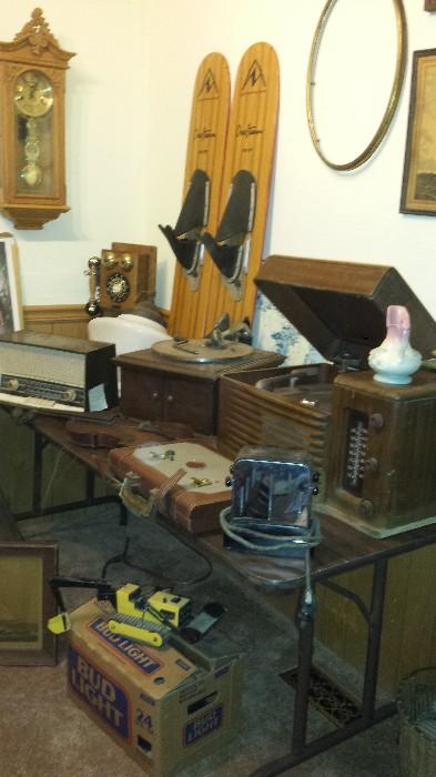 Vintage radios, phonograph, record player and more 