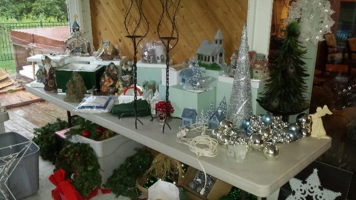 Holiday's galore, Christmas, Halloween, Easter, 4 Tall artificial Christmas Trees, dozens of smaller trees, Christmas Villages and Multiple Train sets