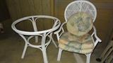 White Wicker Table & Chair