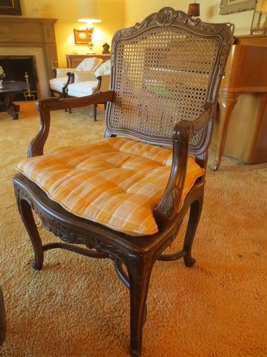 French country cane arm chair