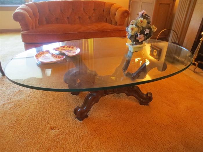 glass oval coffee table