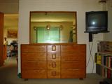 Heywood Wakefield Long Chest of Drawers with Mirror