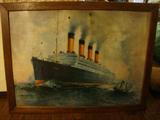 original  steam ship painting on tim