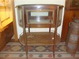 glass antique vitrine tea/pastry cart