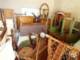 SHOT OF GARAGE LOADED WITH ANTIQUE FURNITURE WHICH WE HAVE NOT GOTTEN TO YET   TREASURE TRACKER DELIGHT