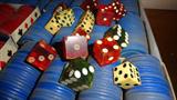 OLD DICE AND POKER CHIPS