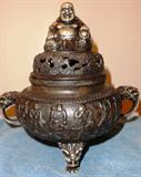 Large silver gilt buddha incense burnet