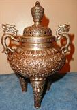 large chinese silver incense burner