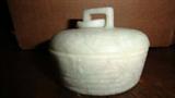 carved white jade lidded small bowl