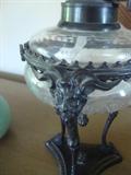 fancy rams head oil lamp