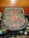 vintage needle point purse with coint purse and mirror