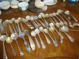 sterling, shell and silver plate salt spoons
