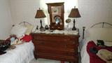 antique fancy victorian walnut chest with carved handles