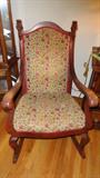 Antique red mahogany carved animal head rocker