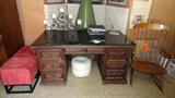 nice large walnut desk with composite marble top