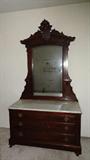 fancy tall antique victorian walnut marble top dresser