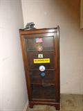 antique oak small glass door book case