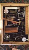 ivory ruler,miniture caliphers, wrench, tape measure .brass ended rulers. fun stuff