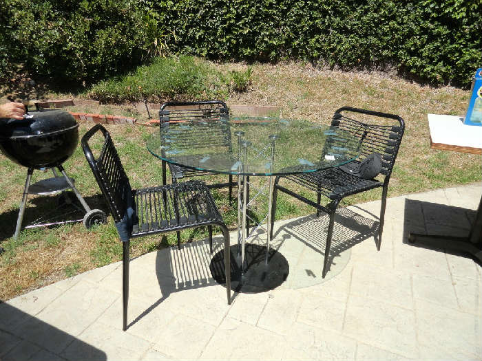 Glass top Retro table and 3 chairs