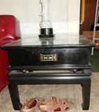 one of a pair of black 1950's end tables
