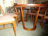 retro danish modern walnut table with two leaves