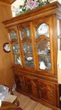 1970' WALNUT CHINA CABINET LIGHTED