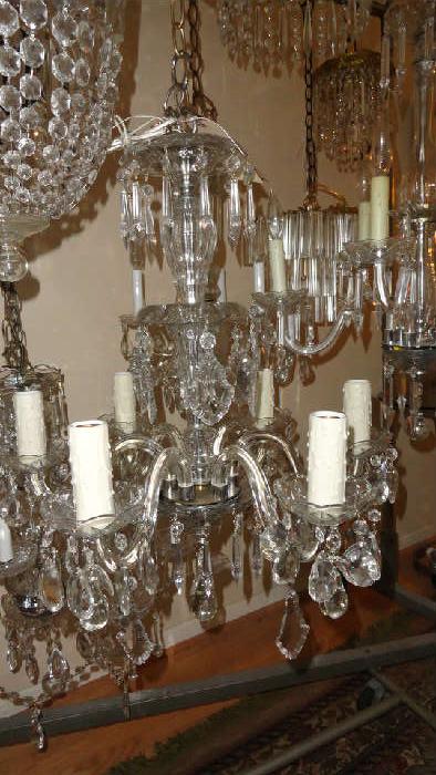 glass arm two tier teardrop prism chandelier