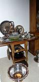 tea cart with silve tea service