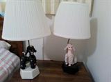 kitch pair of poodle lamps