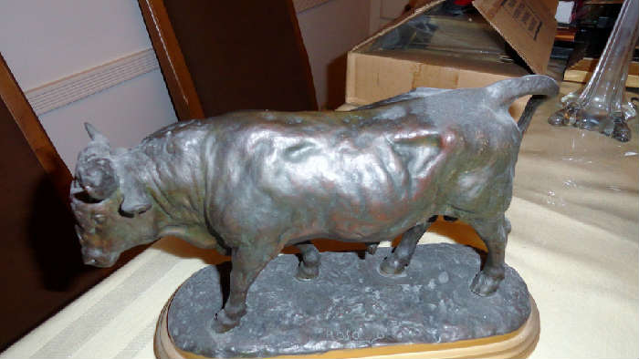 vintage bronze bull