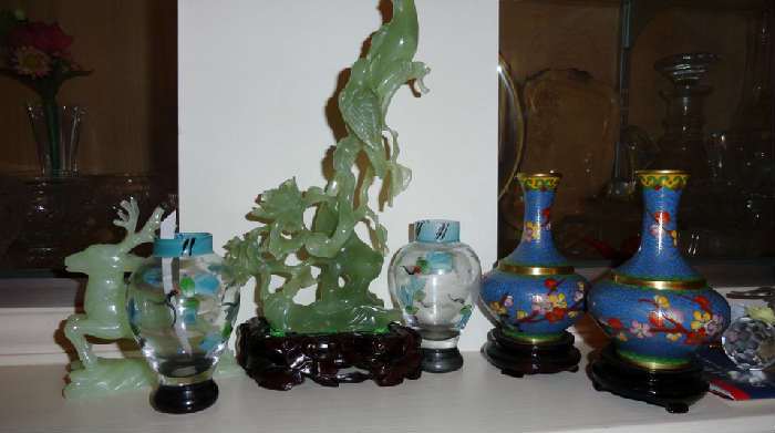 asian items ,small cloisine vases