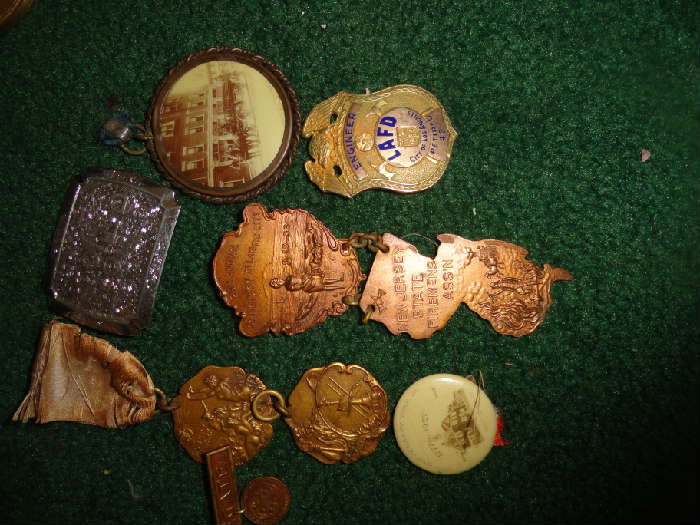 antique/vintage firemen badges and medals