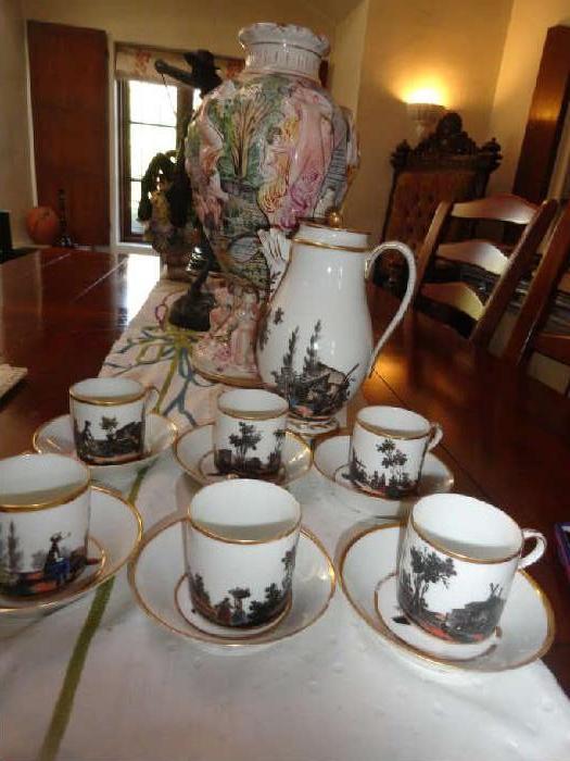 fabulous antique handpained coffee set
