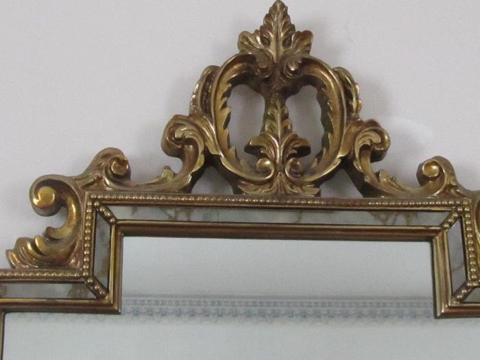 Close up of details on Gold Ornate Mirror - $125