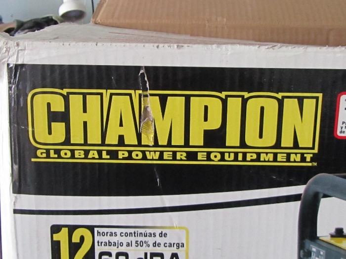 Close up of Champion Generator Box - Generator is in Brand New Condition