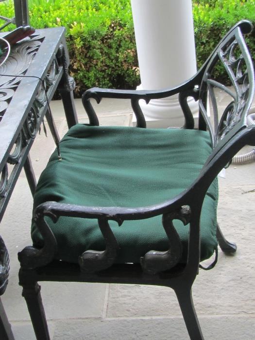 Black Chair Close up to Large Patio Set